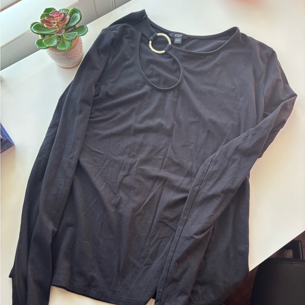 Guess Black Night Out Long Sleeve Shirt Large